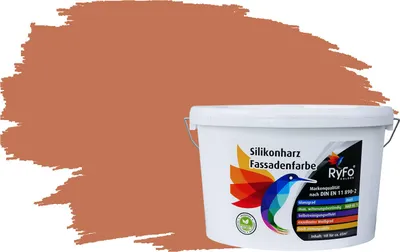 Produktbild von RyFo Colors Silikonharz Fassadenfarbe Lotuseffekt Trend Orangetöne Terracotta 10l - bunte Fassadenfarbe, weitere Orange Farbtöne und Größen erhältlich, Deckkraft Klasse 1