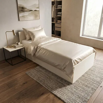 Produktbild von Komvortowy | Bett 90x200 Cm | Einzelbett Mit Metall-Lattenrost | ALPINWEIß |Großem Bettkasten & Stauraum | Hochklappbar Nach Oben