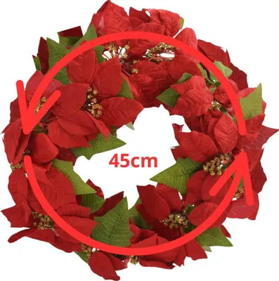 Produktbild von Weihnachtskranz 45 cm – Mit Weihnachtsstern (Poinsettie), Festliche Deko
