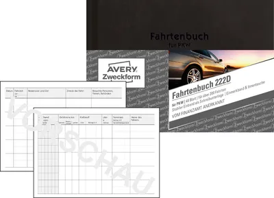 Produktbild von Avery Zweckform 222D, Fahrtenbuch, für PKW, A6 quer, Hardcover, 80 Seiten für 230 Fahrten