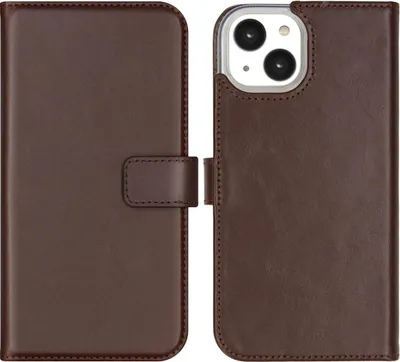 Image de Selencia Bibliothèque en cuir véritable pour l'Apple iPhone 14 - Marron