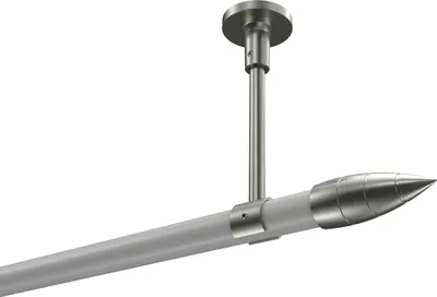 Produktbild von Interdeco Gardinenstange / Vorhangstange Weiß / Edelstahl-Optik, Typ Sonette Samanto (Rillenpatrone) ohne Ringe, Deckenmontage, 20 mm Ø 1-läufig, 180 cm