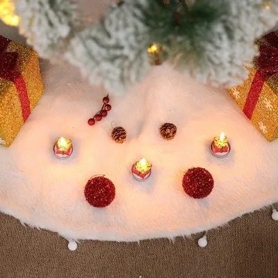 Image de Jupe de sapin de Noël en peluche avec flocons de neige, 78 cm, décoration de Noël