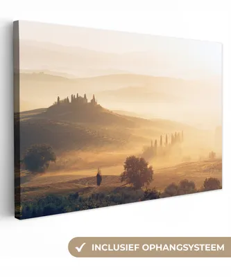 Obrázek produktu pro OneMillionCanvasses® Malba na plátně Nástěnná malba na plátně - Toskánsko - Mlha - Slunce - 150x100cm