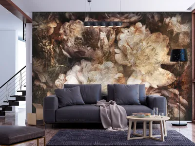 Immagine prodotto di Carta da parati fotografica in tessuto non tessuto fiori 400x280 cm carta da parati murale XXL corridoio motivo vegetale natura peonia orientale grigio b-A-0738-a-a