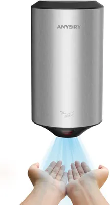 Produktbild von Kompakter Hochgeschwindigkeits Händetrockner, Automatischer elektrischer Trockner aus gebürstetem Edelstahl, 1350W, effiziente Trocknung