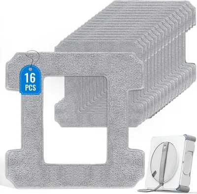 Imagen del producto de Almohadillas de limpieza de microfibra, 16 unidades, lavables, compatibles con robots limpiadores de ventanas, accesorios para ventanas