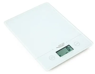 Obrázok produktu pre Adler AD 3138 w, Elektronická kuchynská váha, 5 kg, 1 g, Biela, Sklo, Na pracovnú dosku