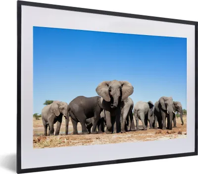 Produktbild von MuchoWow® MuchoWow® Gerahmtes Poster Elefanten - Tiere - Wasser 40x30 cm - Poster mit zchwarzem Bilderrahmen - Bilderrahmen - Poster im Rahmen