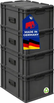Produktbild von SuperSparSet 4x Eurobox NextGen Portable  Germany | HxBxT 33,5x40x60cm | 65 Liter | Schwarz | Eurobehälter, Transportbox, Transportbehälter, Stapelbehälter