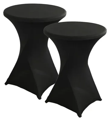 Produktbild von Stretch Stehtisch Hussen Elasthan Bartisch Hussen 2er Set Ø 60-65 cm Schwarz