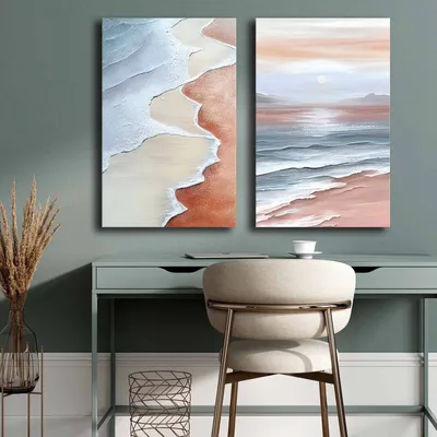 Image de Wallity, 2P4570GSC-018, Peinture décorative sur toile (2 pièces), Multicolore, 100 % PEINTURE, 95 x 70 cm
