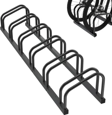 Obrázok produktu pre JOIEYOU Stojan na bicykel pre 6 bicyklov Stojan na bicykel Montáž na podlahu a stenu Rozchod kolies Pozinkovaný viacnásobný stojan pre šírku pneumatík 30-65 mm Horský bicykel Cestný bicykel MTB, čierny