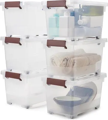 Produktbild von Durchsichtige Aufbewahrungsboxen Set von 6, stapelbar, für Büro, Kinderzimmer, Küche
