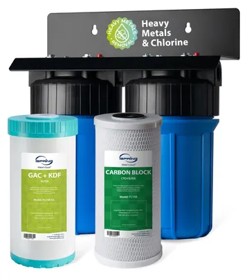 2-stufiges Wasserfiltersystem, CTO+KDF+GAC, 10x4,5 Zoll, 1 Zoll Anschluss