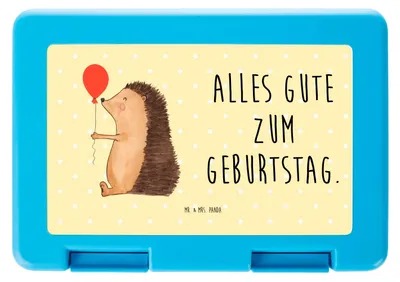 Produktbild von Mr. & Mrs. Panda Brotbehälter Igel Luftballon - Gelb Pastell - Geschenk, Tiere, Ballon, Geburtstag, Happy Birthday, Vorratsbehälter, Vorratsdose, Snackbox, Glückwunsch