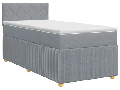 Image de vidaXL Lit boxspring avec matelas gris clair 90 x 190 cm Tissu