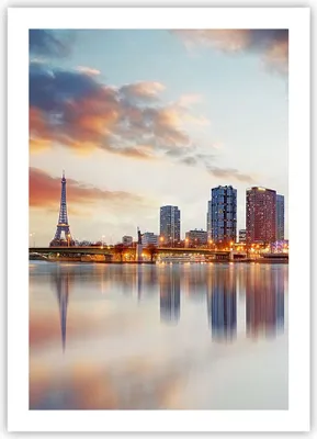Produktbild von Poster - Poster ohne Rahmen - Fluss Wolkenkratzer Ansicht Eiffle - 50x70 cm - Wand Bild - Wanddeko - Wandbilder - Kunstposter - Wandposter - Bilder - Kunstdruck - Wandbild - P2XPA50x70-2831
