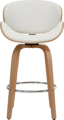 Produktbild von Miliboo - Design-Barhocker Weiß und helles Holz 65 cm WALNUT