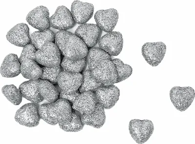 Produktbild von Oblique Unique Styropor Herzen als Streudeko Tischdeko Deko für Weihnachten Weihnachtsdeko zum Basteln DIY - silber