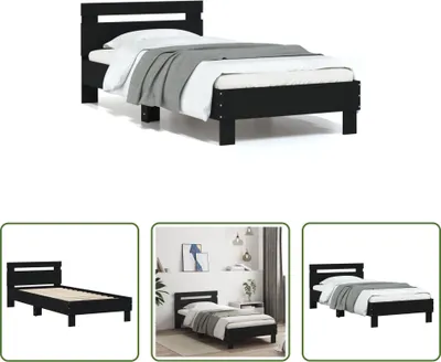 Produktbild von The Living Store Bettgestell mit Kopfteil Schwarz 75x190 cm Holzwerkstoff