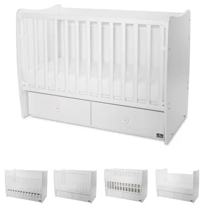 Produktbild von Lorelli Babybett MATRIX NEW Kinderbett 120 x 60 cm, 2 Ebenen, 2 Schubladen weiß