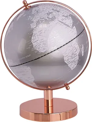 Produktbild von BELIANI Globus Silber Kunststoff drehbar mit Metall-Standfuß in Roségold Dekoration Deko Wohnzimmer Accessorie Arbeitsbereich Flur