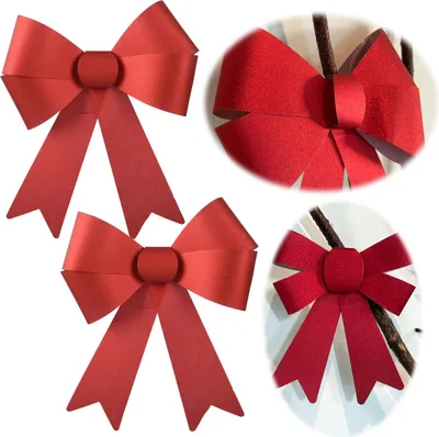 Produktbild von LS-LebenStil 2x XL Weihnachtsschleife Set 17cm Rot Schleife Weihnachts-Deko Christbaum-Schmuck Tannenbaum Geschenk Hochzeit Advent Adventskranz