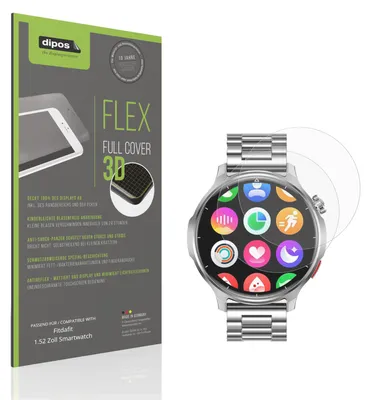 Produktbild von 2x Full Cover Schutzfolie matt für Fitdafit 1.52 Zoll Smartwatch Panzerfolie Anti-Shock