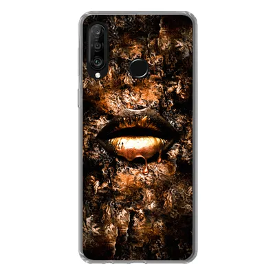 Produktbild von MuchoWow® Handyhülle Schutzhülle Hülle für Huawei P30 Lite Frau - Lippen - Kupfer Silikon Softcase Handy Hülle - Handyhülle