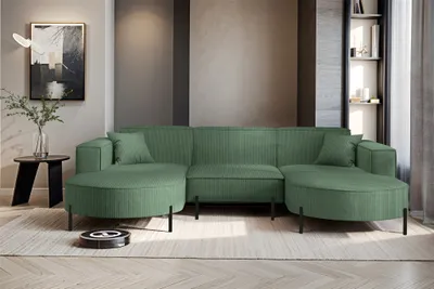 Produktbild von Wohnlandschaft U-Form Sofa VALENCIA in Stoff Scala Forest