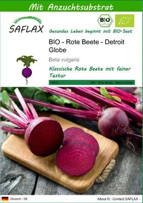 Produktbild von SAFLAX - BIO - Rote Beete - Detroit Globe - 100 Samen - Mit keimfreiem Anzuchtsubstrat - Beta vulgaris