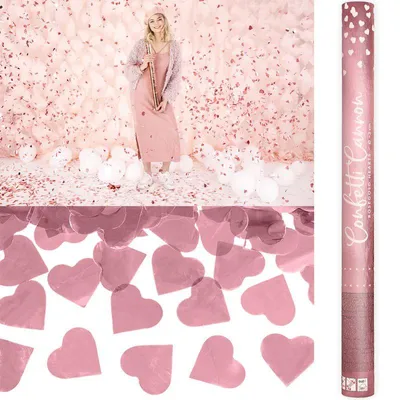 Produktbild von PartyDeco TUKHR60-019R, Konfettikanone, Roségold, 1 Farben, Herz, 600 mm, 1 Stück(e)