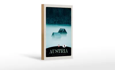 Produktbild von Holzschild Reise 12x18 cm Österreich Wald Häuser Natur Gebirge