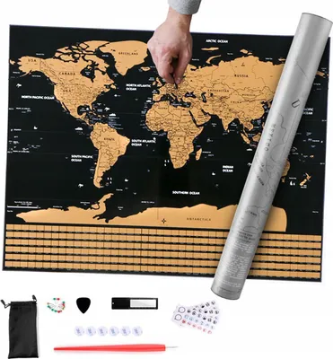Obrázok produktu pre Mapa Sveta Nástenná Stieracia Tabuľa Pre Cestovateľov Vlajky Veľký Plagát Darček
