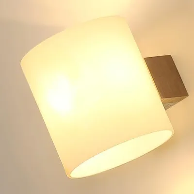 Wandlampe Holz Glas E27 dimmbar 3000K-6500K inkl. 12W LED