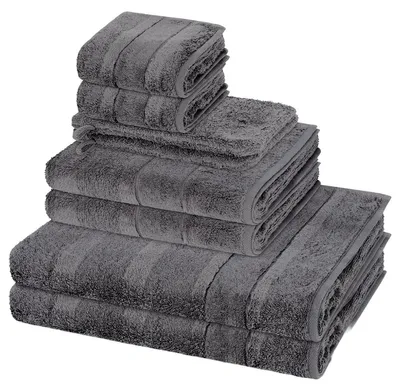 Produktbild von Cawö Noblesse 2 X Wasch- 2 X Gäste- 2 X Dusch- 2 X Handtuch im Set Extraflauschige Veloursstreifen, Hochwertige Baumwollqualität, Pflegeleicht und trocknergeeignet 8er Set