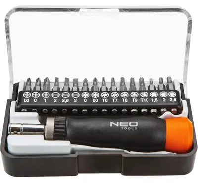 Obrázek produktu pro NEO TOOLS Přesné šroubovací bity s rukojetí, sada 17 ks.