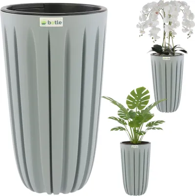 Obrázek produktu pro Vysoký květináč, výška 50 cm, šedý, kulatý, matný, stylový