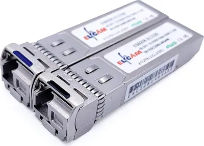Produktbild von Elfcam - 2 St ck, 10G SFP+ Bidi-Modul, TX1270nm / RX1330nm und TX1330nm / RX1270nm, LWL-Patchkabel LC-Stecker Singlemode Simplex (9 /125um OS2), DDM, 20KM