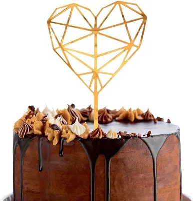 Produktbild von Diamant-Herz-Kuchenaufsatz, Gold