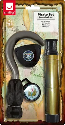 Produktbild von Smiffys - Pirat-Kostümzubehör-Set, Polyester SM3562 (Einheitsgröße) (Bunt)