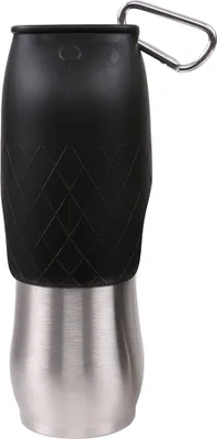 Produktbild von Dehner Hundetrinkflasche Travel, auch als Napf, 600 ml, Edelstahl, schwarz