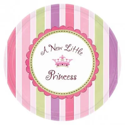 Produktbild von Baby Shower Pappteller 17,8cm Princess Aufschrift für Mädchen 8 Stück