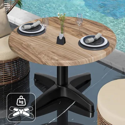 Produktbild von WBC | Jamaika Loungetisch | Ø:H 70 x 40 cm | Sheesham / Schwarz | Zusatzgewicht | Bistro Loungetisch Gastro Tisch