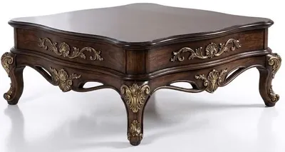 Productafbeelding van Klassischer Couchtisch Quadratischer Geschnitztem Goldenem