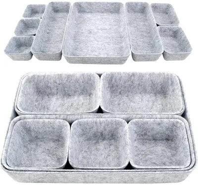 Immagine prodotto di Organizer per cassetti in feltro grigio chiaro, impilabile, confezione da 8 pezzi