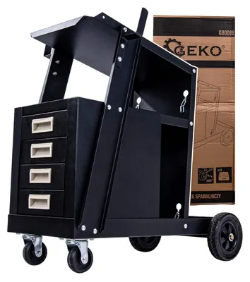 Immagine prodotto di Carrello metallico per saldatura, con manico e 4 cassetti, trasporto saldatrice con ruote, stazione mobile per attrezzatura per saldare, da officina, 70.5 x 70.5 x 40 cm