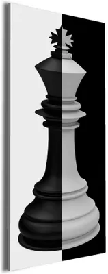 Produktbild von Wallario Premium Leinwandbild Schachfigur schwarz-weiß in Größe 80 x 200 cm