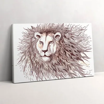 Produktbild von Künstlerische Zeichnung eines Löwen – Leinwandbild Wandbild – 30x20 cm – Leinwandbilder – Wandbilder – Schlafzimmer – Flur
